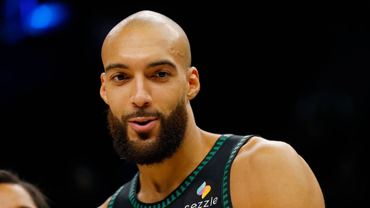 Rudy Gobert on the court for the Timberwolves.